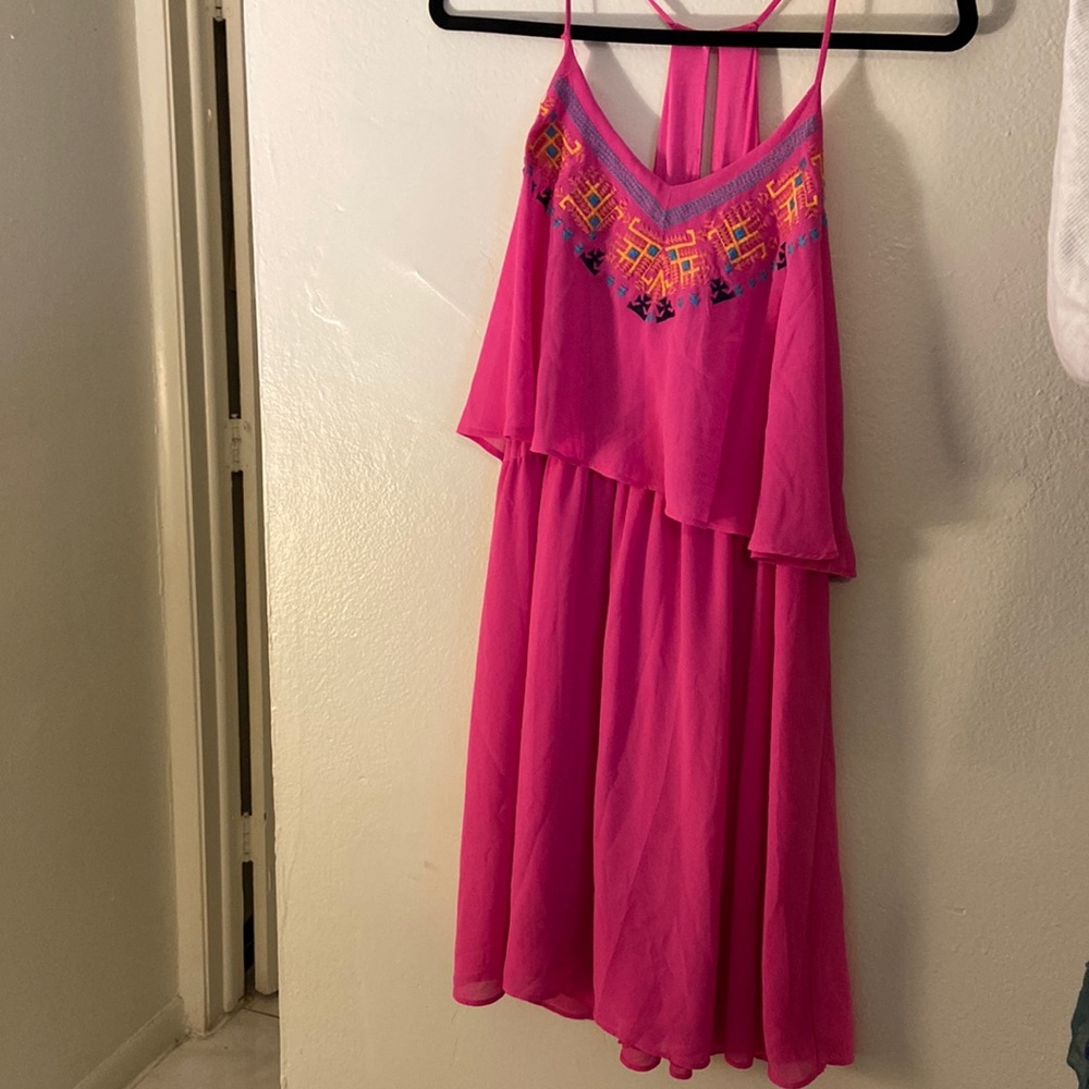 Xhileration L pink embroidered sundress